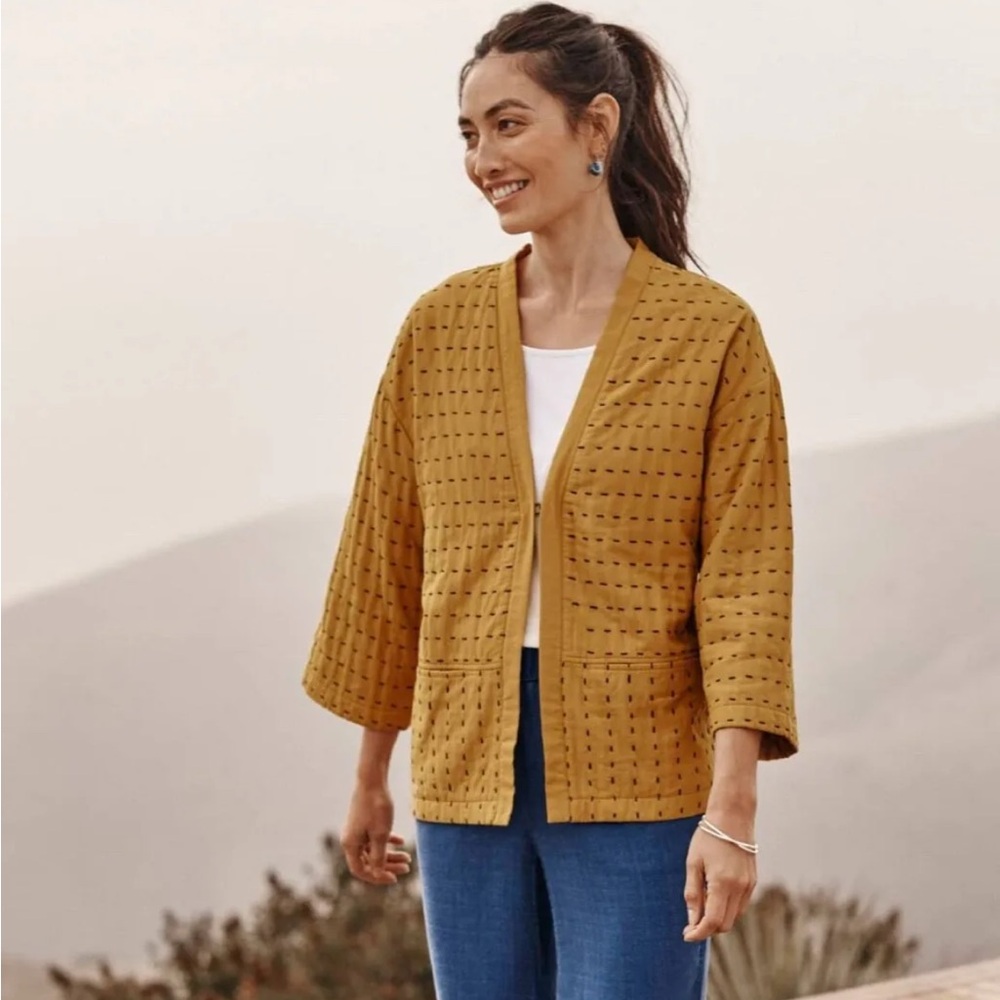 J.Jill M  Luxurious Pure Jill Kantha-Stitched Kimono Jacket MEDIUM
